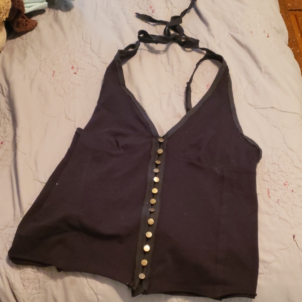 Free People Black Halter Top